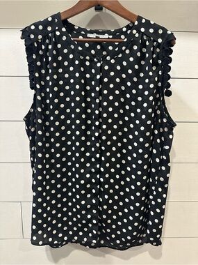 Daniel Rainn Women’s Sleeveless Polka Dot Blouse - Black/White- size XXL